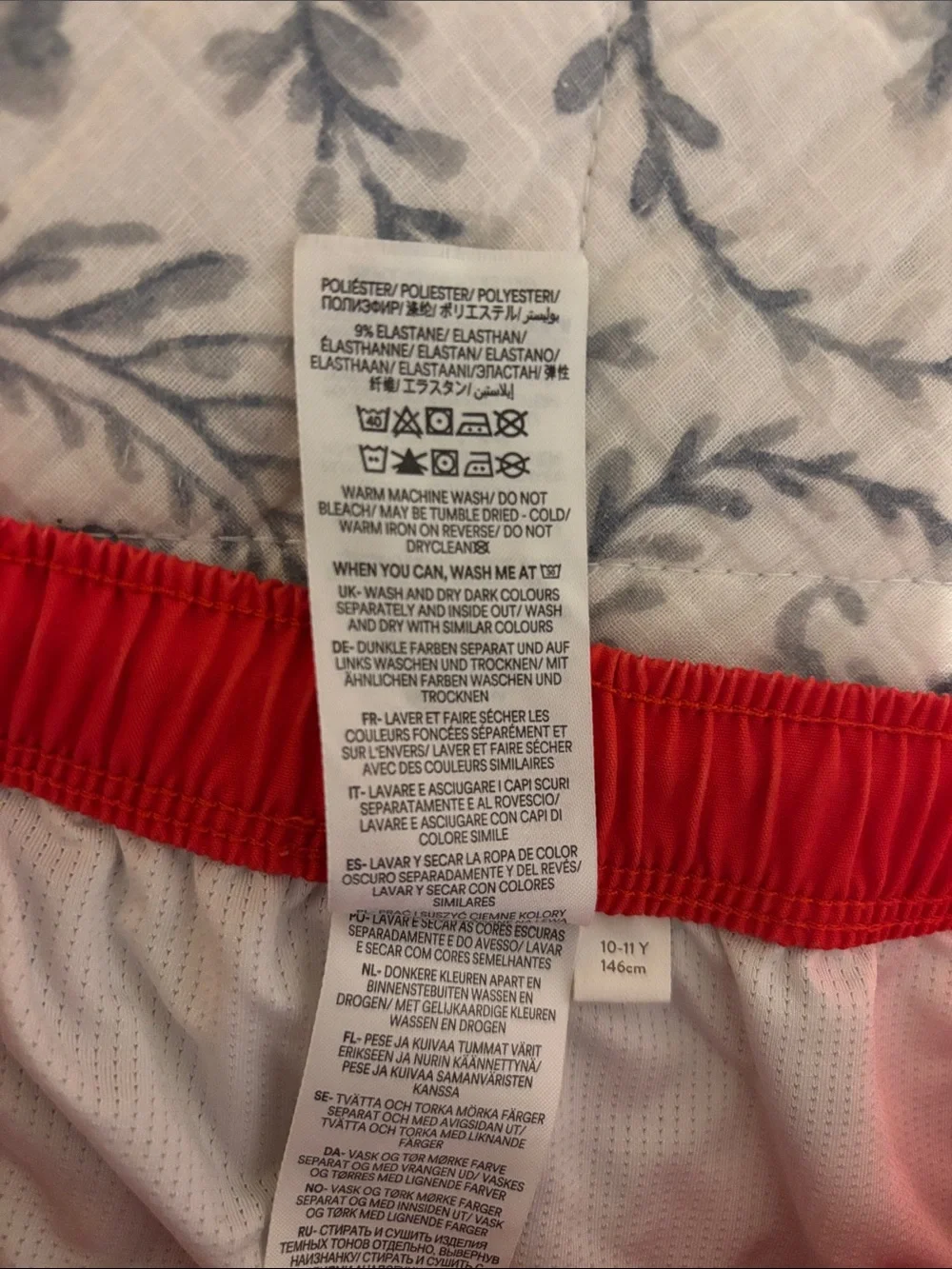 Mini Boden 10-11Y Red Octopus and Shark Print Swim Trunks Set